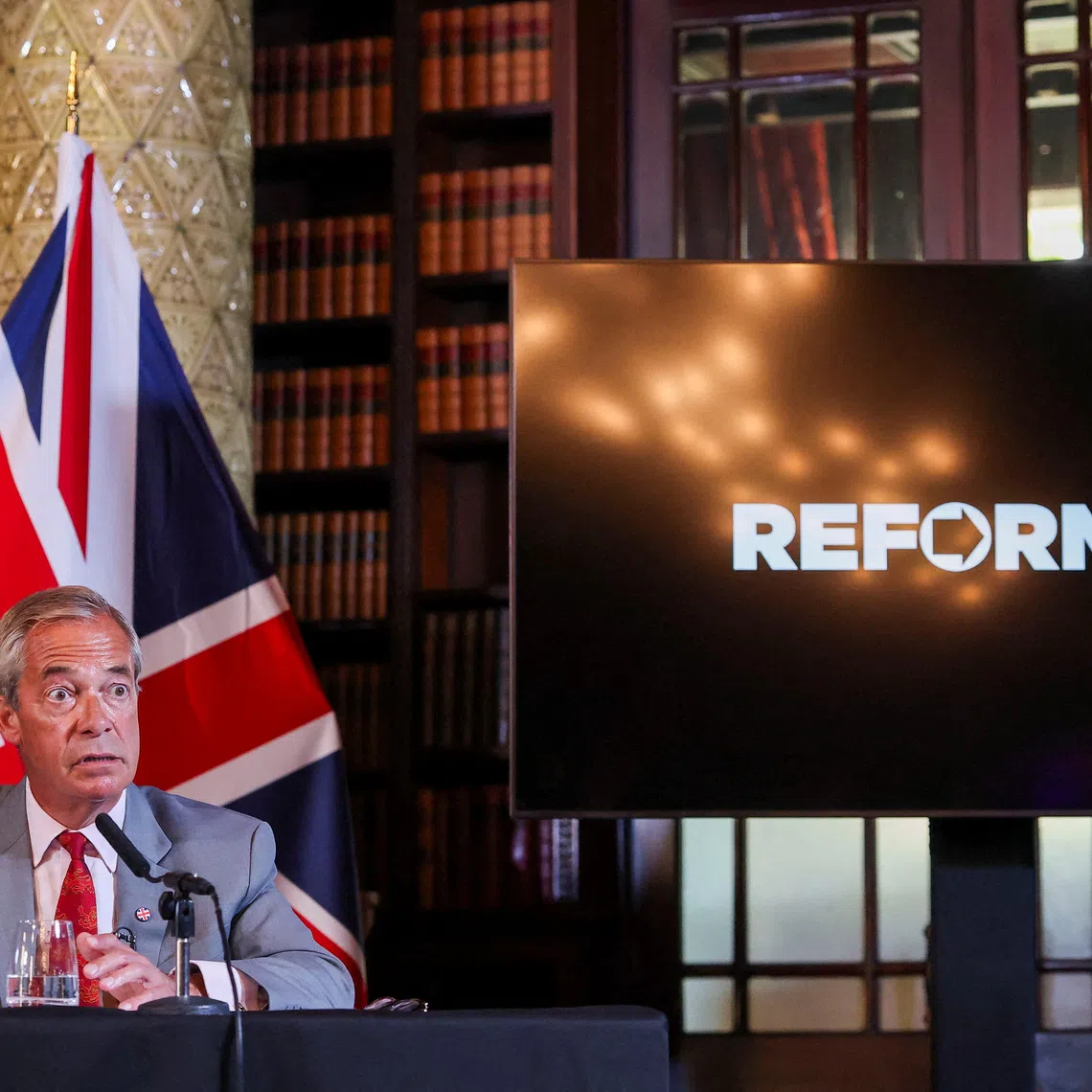 FILE PHOTO: Britain's Reform UK party leader Nigel Farage attends a press conference in London, Britain, August 10, 2026. REUTERS/Toby Melville/File Photo