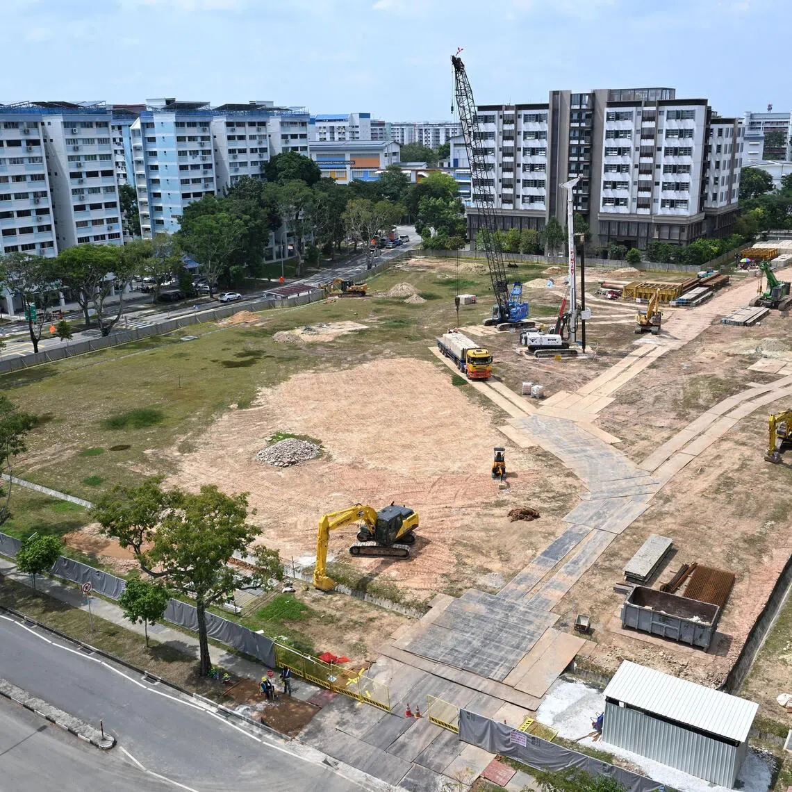 Construction of an upcoming 284-unit public housing project in Tampines Street 22.