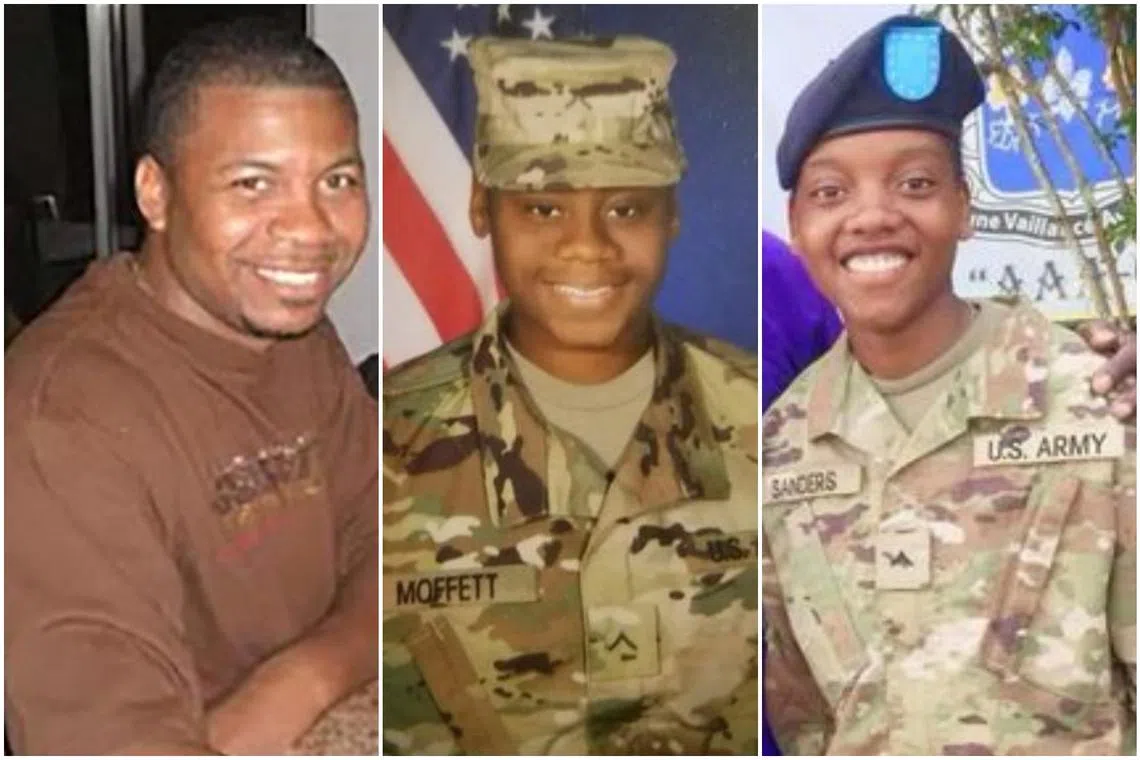 (From left) US Army Reserve Sgt. William Jerome Rivers, Spc. Breonna Alexsondria Moffett and Spc. Kennedy Ladon Sanders, were killed in the drone attack.
