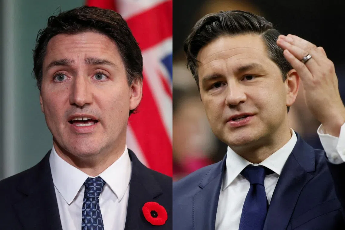 Prime Minister Justin Trudeau (left) has accused rival Pierre Poilievre (right) of being under the influence of former US president Donald Trump.