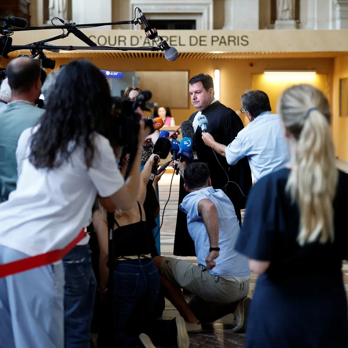FILE PHOTO: Yann Le Bras, lawyer for the Aramburu family, talks to journalists on the first day of the trial of far-right activists Loik Le Priol and Romain Bouvier, who are charged with murder and attempted murder over the 2022 shooting death of former Argentine rugby international Federico Martin Aramburu, at the criminal court in Paris, France, September 7, 2026. REUTERS/Benoit Tessier/File Photo