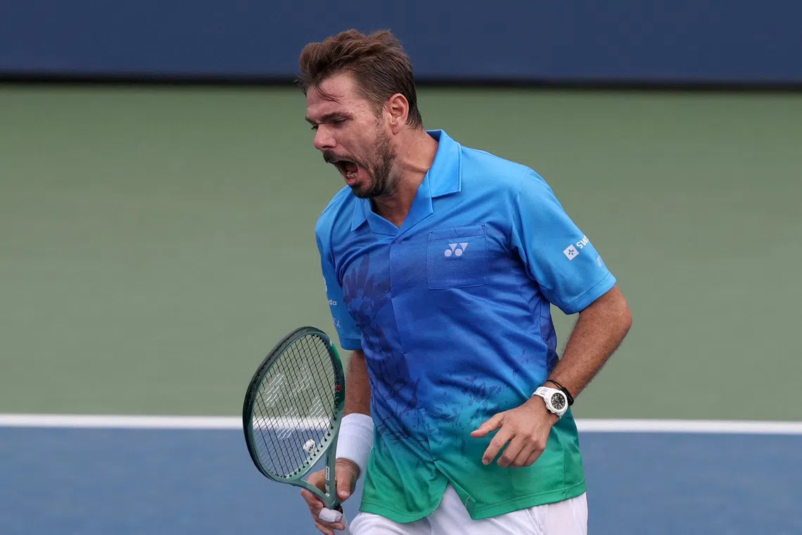 FILE PHOTO: Tennis - U.S. Open - Flushing Meadows, New York, United States - August 31, 2026 Switzerland's Stan Wawrinka reacts during his first round match against Italy's Matteo Berrettini IMAGN IMAGES via Reuters/Amber Searls/File Photo