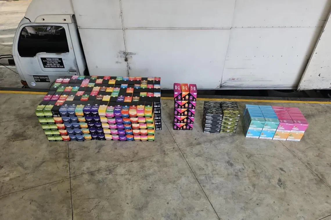 The items were discovered during a routine check at Tuas Checkpoint on Oct 20 when ICA officers detected anomalies in the scanned images.