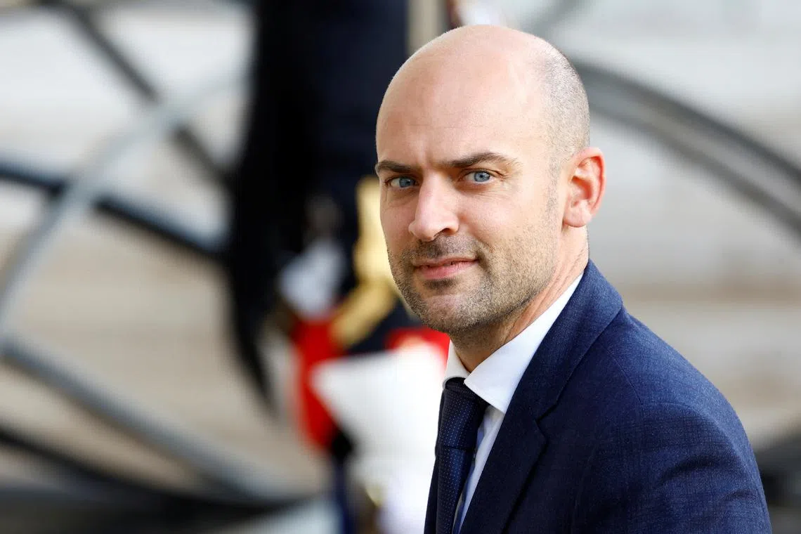 FILE PHOTO: French Minister for Europe and Foreign Affairs Jean-Noel Barrot arrives to attend a meeting with French President Emmanuel Macron and Ukraine's President Volodymyr Zelenskiy at the Elysee Palace in Paris, France, October 10, 2024. REUTERS/Stephanie Lecocq/File Photo