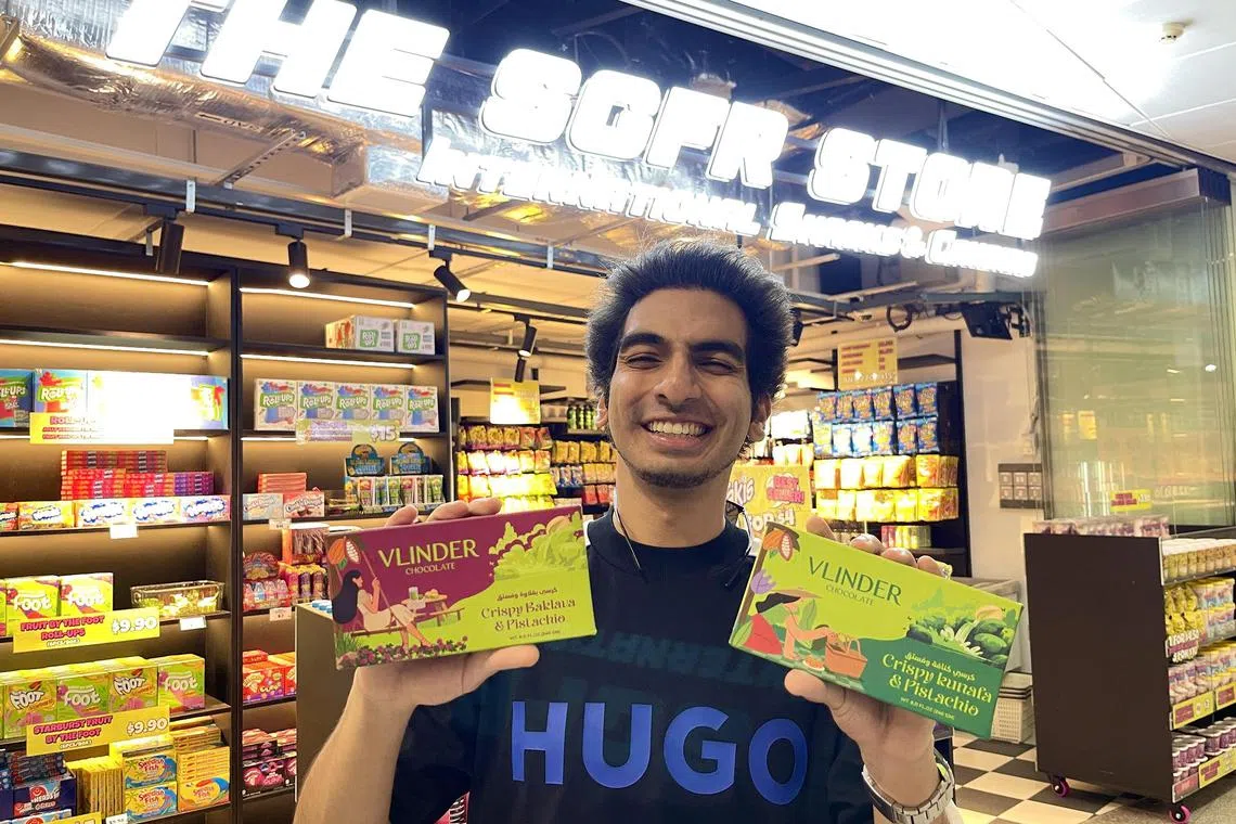 Mr Mohamed Haikkel, 22, founder and chief executive of The SGFR Store which retails viral chocolates from Dubai, Saudi Arabia and Lebanon.