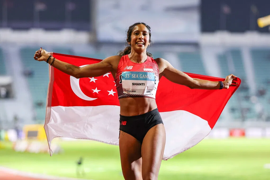 Shanti Pereira clocked 11.37sec to claim gold on Dec 11.
