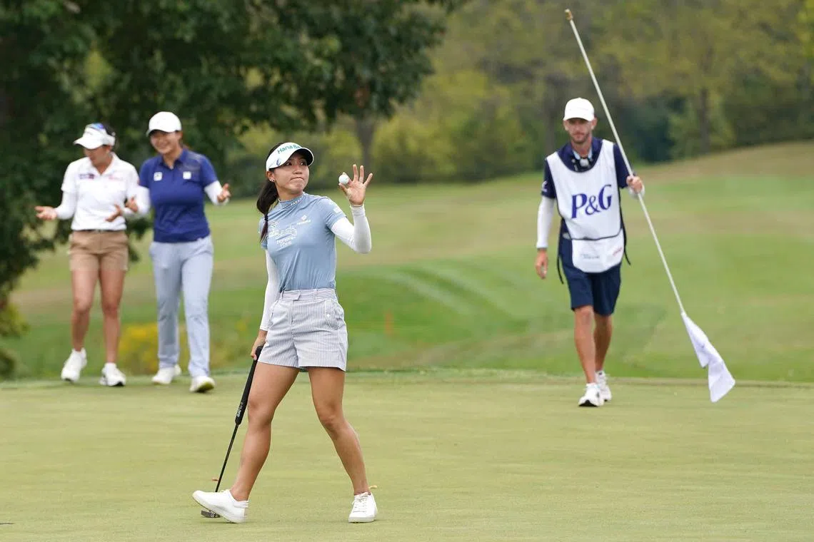 A happy Lydia Ko of New Zealand after winning the Queen City Championship on Sept 22, 2024 in Maineville, Ohio.