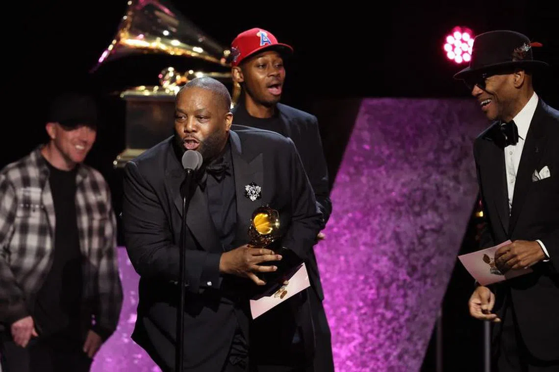 Killer Mike accepts the award for Best Rap Album for Michael during the Premiere ceremony of the 66th Annual Grammy Awards in Los Angeles, California, U.S., February 4, 2024. REUTERS/Mike Blake