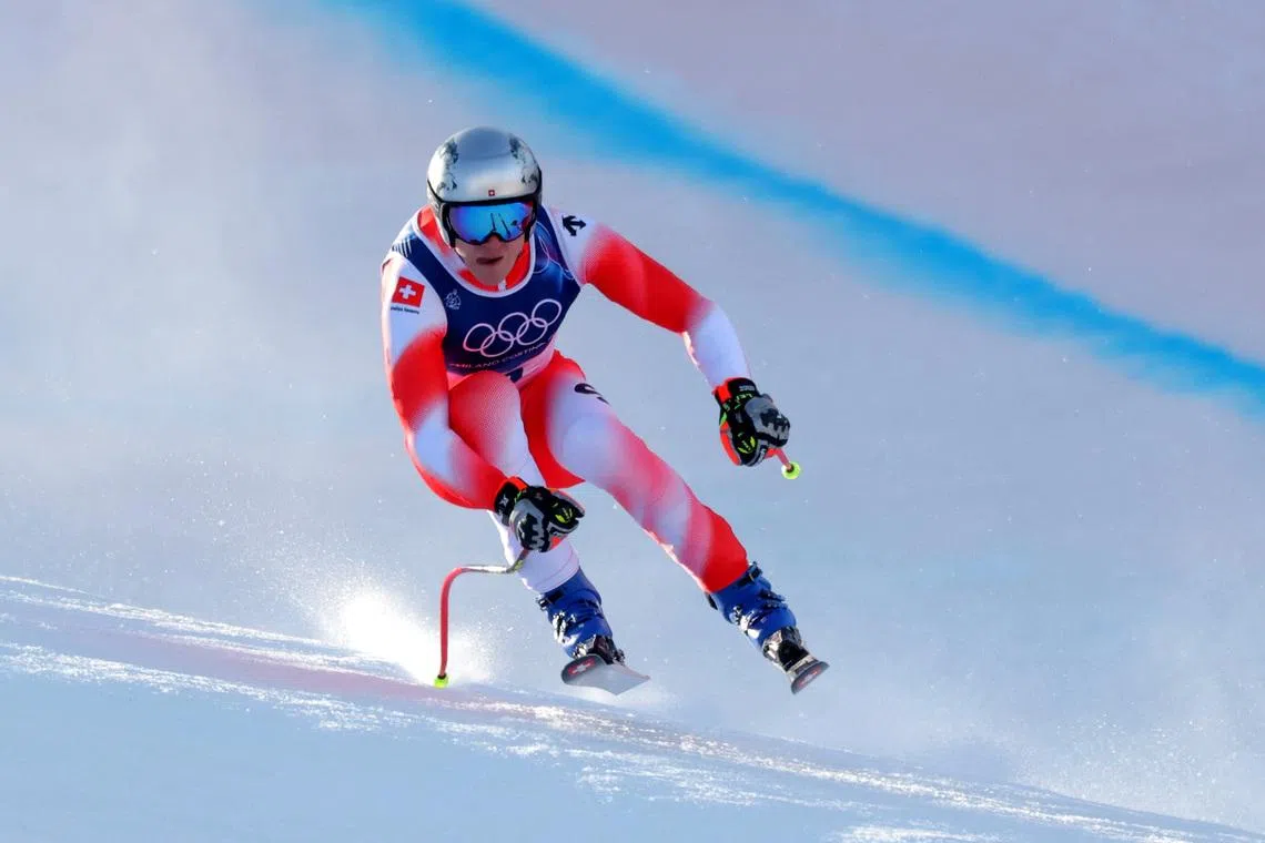 Milano Cortina 2026 Olympics - Alpine Skiing - Men's Downhill Training - Stelvio Ski Centre, Bormio, Italy - February 05, 2026 Marco Odermatt of Switzerland during training REUTERS/Denis Balibouse