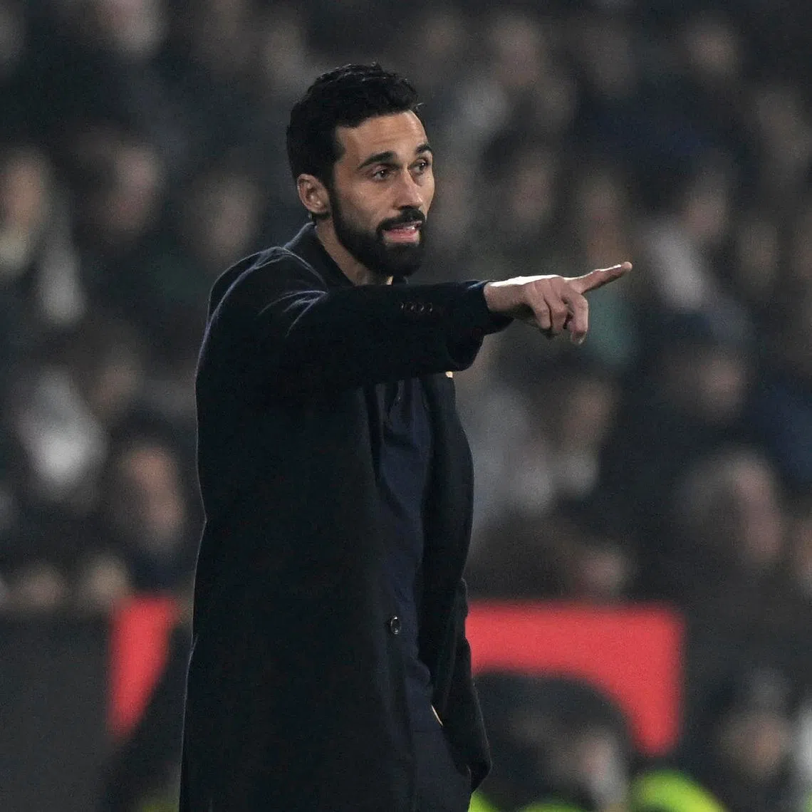 Soccer Football - Copa del Rey - Round of 16 - Albacete v Real Madrid - Estadio Carlos Belmonte, Albacete, Spain - January 14, 2026 Real Madrid coach Alvaro Arbeloa reacts REUTERS/Pablo Morano