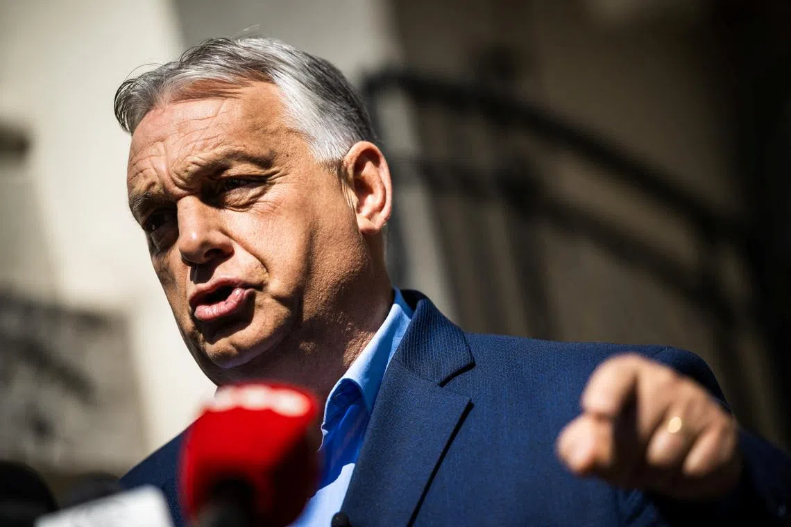 Former Hungarian Prime Minister Viktor Orban holds a pressed conference in Budapest, Hungary, July 22, 2026. REUTERS/Marton Monus