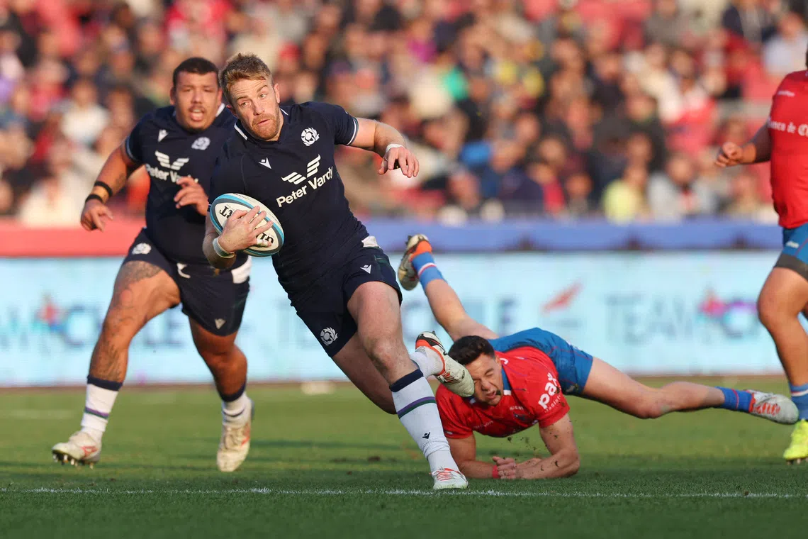 Rugby Union - Chile v Scotland - Estadio Nacional, Santiago, Chile - July 20, 2024 Scotland's Kyle Steyn in action REUTERS/Ivan Alvarado