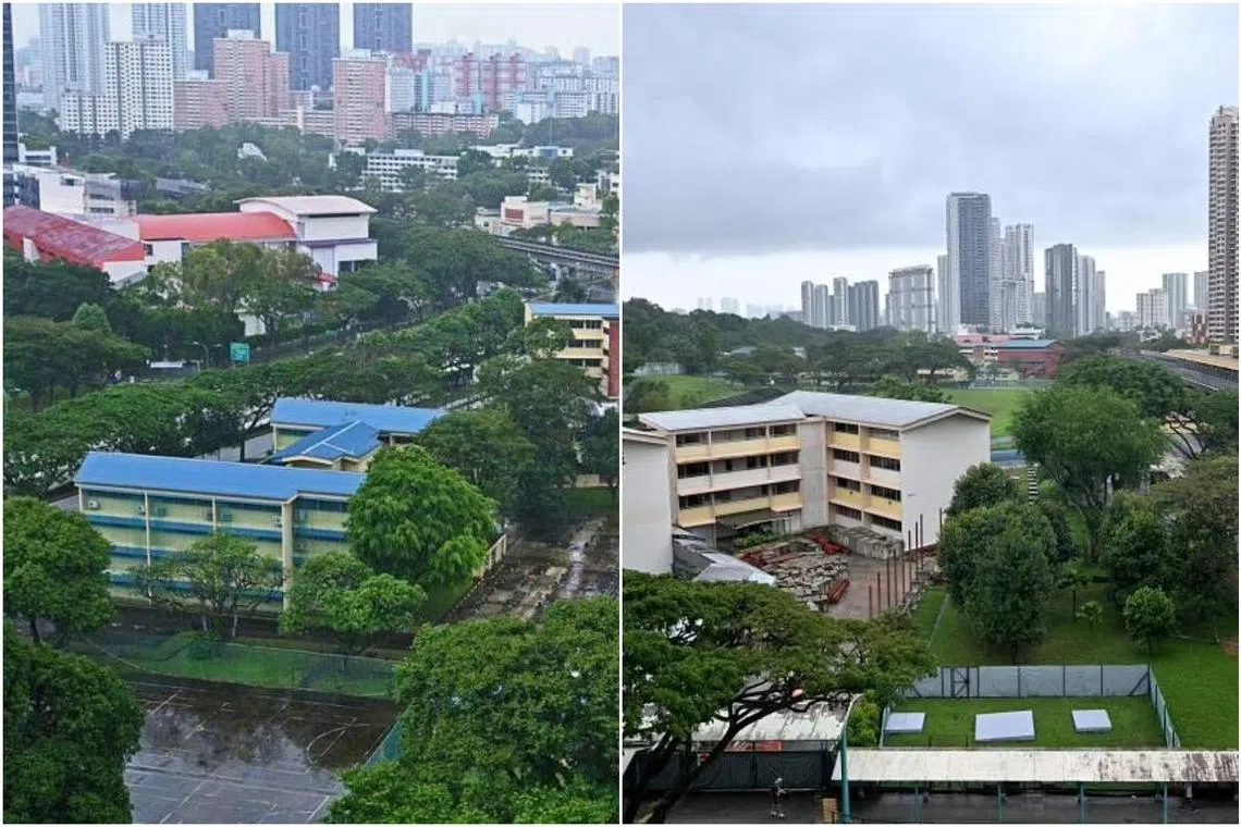 The former New Town Secondary School campus (left) and the former New Town Primary School will yield roughly 7.6ha of land for housing development.