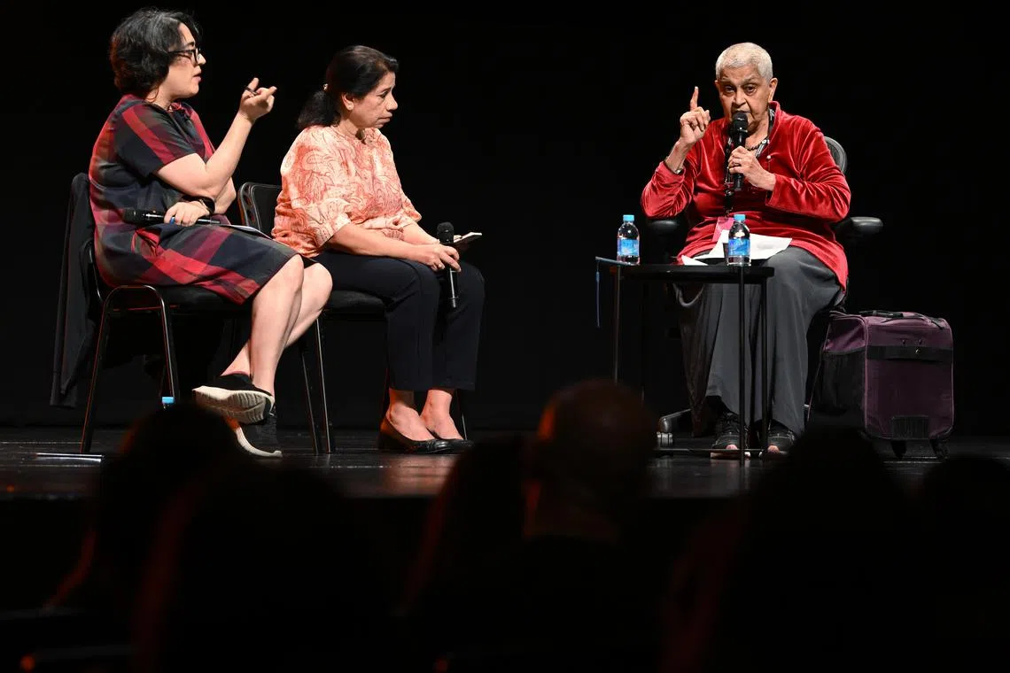 Writer and artist Shubigi Rao, academic Chitra Sankaran and Gayatri Chakravorty Spivak
