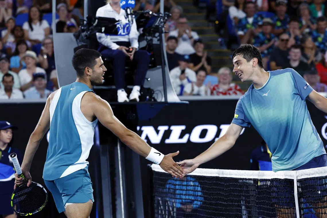 Alcaraz crushes Shevchenko to reach second round at Australian Open | The  Straits Times