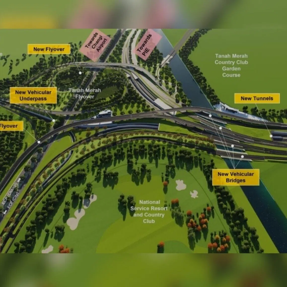 When completed, the roads will provide full and direct connectivity to the future Changi Airport Terminal 5 from the East Coast Parkway, the Pan-Island Expressway and Xilin Avenue.