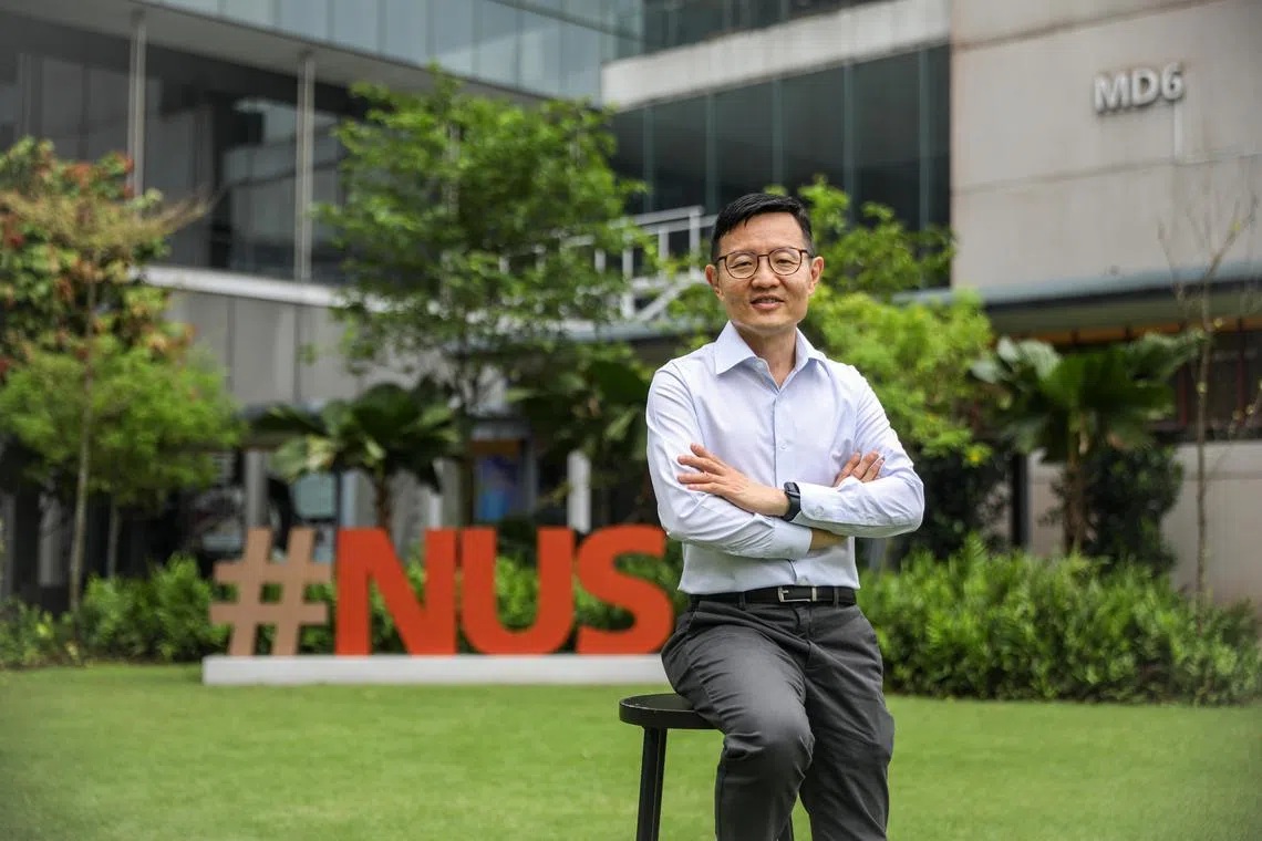 ST20240524_202476796465 Luther Lau/ wxlim27/ 
Profile of Professor Lim Chwee Teck (Biomedical Engineering), Director of the Institute for Health Innovation and Technology at the National University of Singapore (NUS iHealthtech) at the Centre for Translational Medicine, on May 24, 2024.
Prof Lim has been elected to the prestigious Fellowship of the Royal Society, in recognition of his invaluable contributions to science. He has co-founded six deep tech companies and is a prolific inventor, inventions include a biochip that can detect cancers and their spread and how well a patient is responding to chemotherapy.