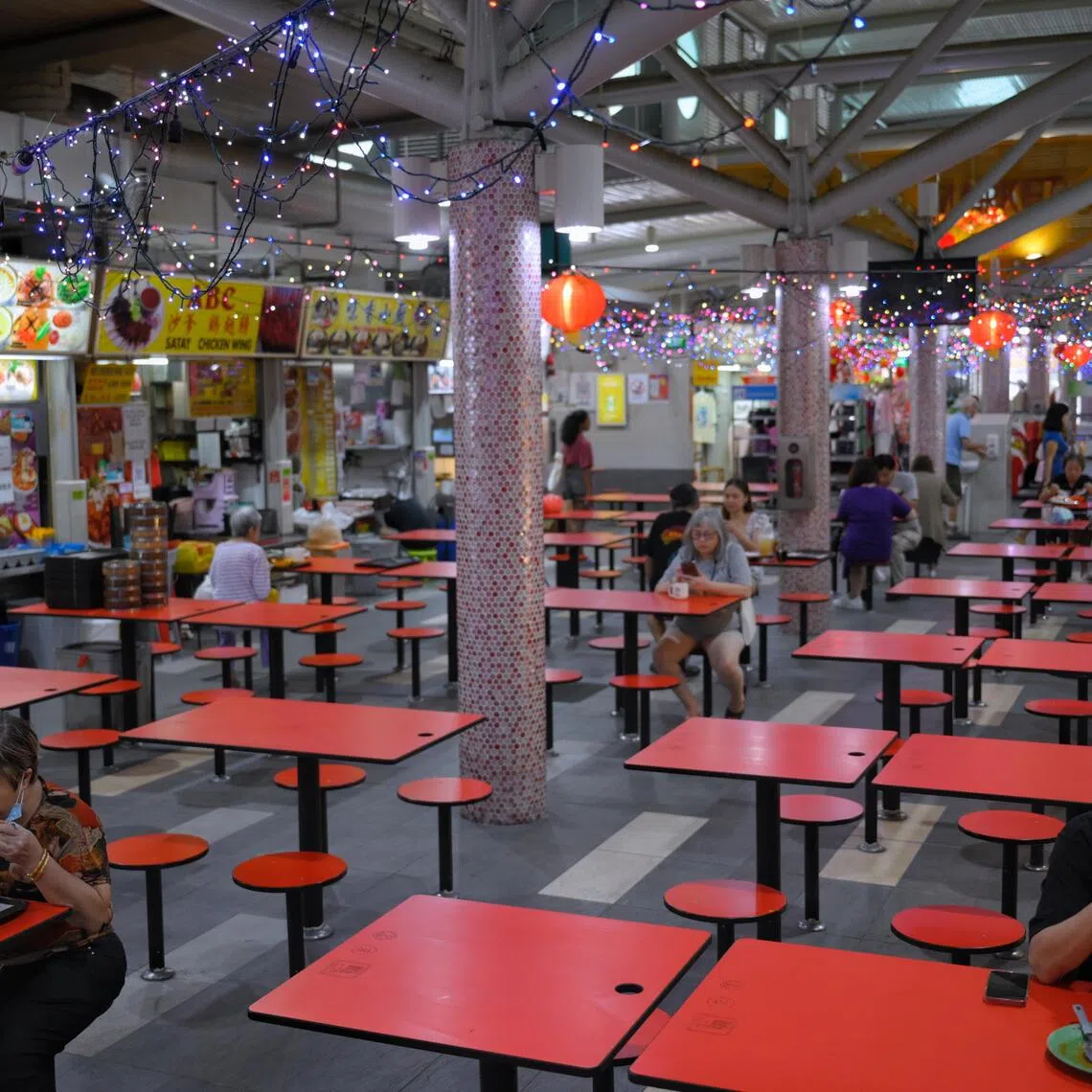 ABC Brickworks Market and Food Centre seen at around 2pm on Jan 19. Some stores are doing their best to keep open but others have closed temporarily.