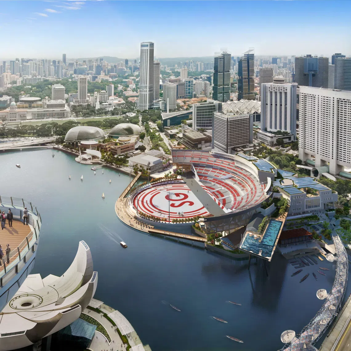 Image courtesy of Ministry of Defence of Singapore and Ministry of National Development/ Artist impression - Aerial View of NS Square at Marina Bay/ english speech