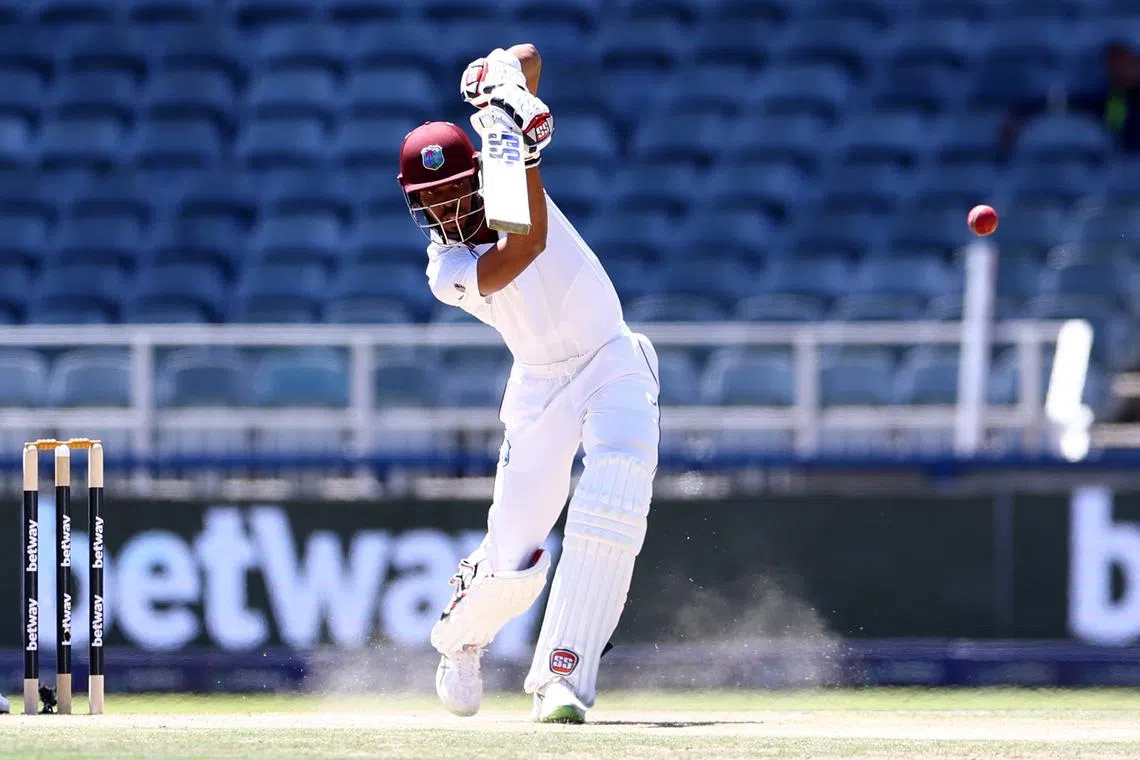 Cricket - Second Test - South Africa v West Indies - Wanderers Stadium, Johannesburg, South Africa - March 9, 2023 West Indies' Roston Chase in action REUTERS/Siphiwe Sibeko/File Photo