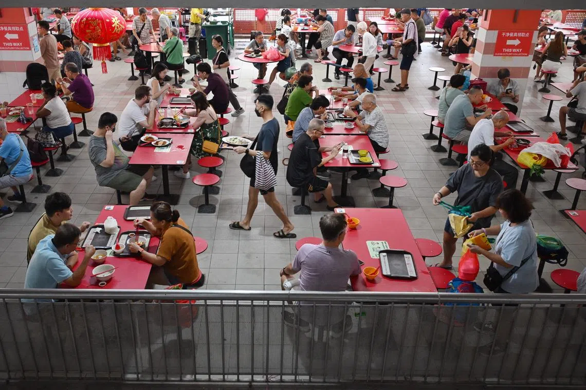 While tables in hawker centres and food courts are cleaned regularly, they are not sanitised to the same standard as plates or food preparation surfaces.