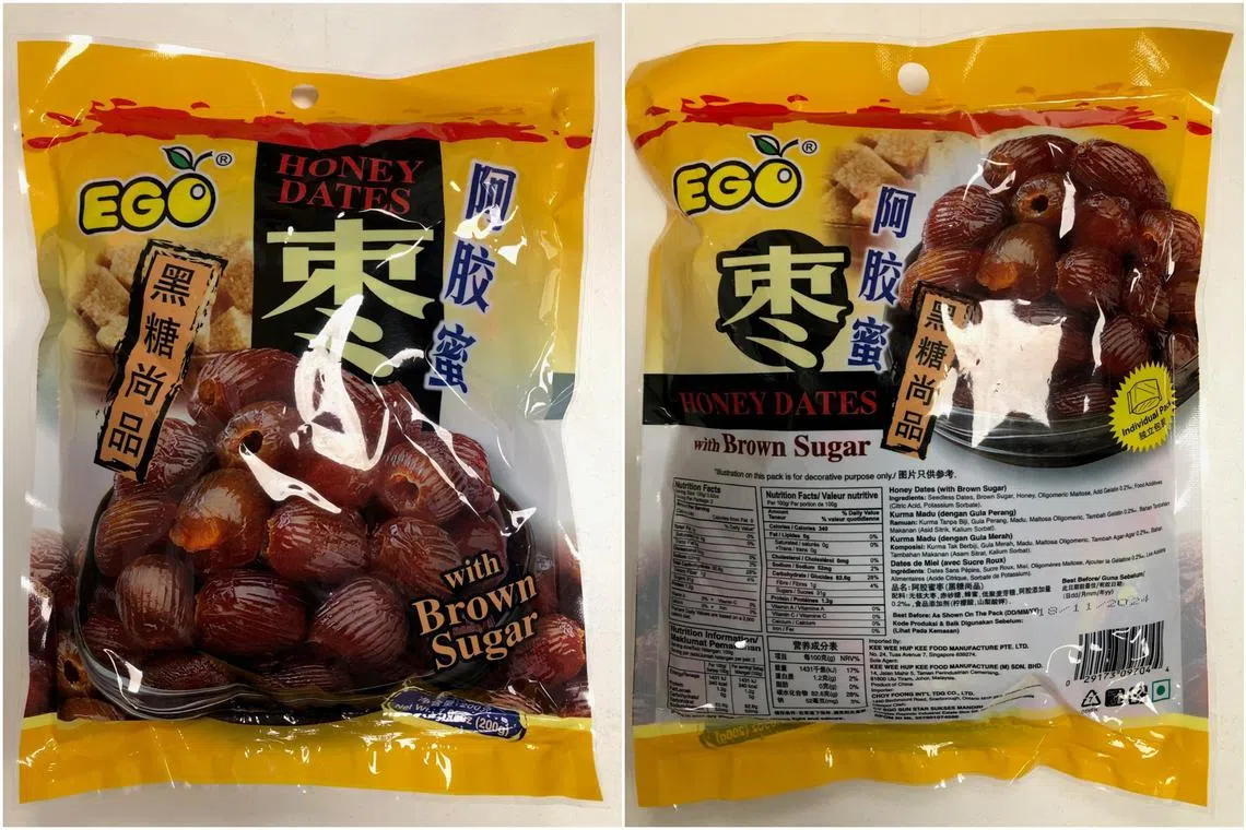 A batch of EGO Honey Dates is being recalled after excessive levels of sulphur dioxide were detected in them.