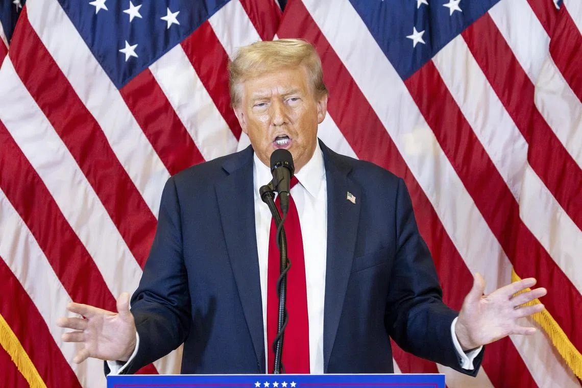 Republican presidential candidate Donald J. Trump speaks during a press conference in New York on Sept 26.