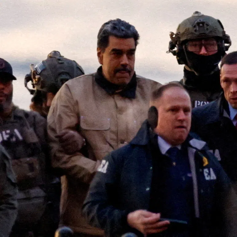 Captured Venezuelan President Nicolas Maduro arrives at the Downtown Manhattan Heliport, in Manhattan, New York City, on Jan 5.