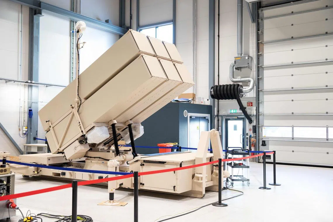 (FILES) In this file photo taken on January 30, 2023 a NASAMS surface-to-air missile launcher is seen during production at the assembly line of the Kongsberg Defence & Aerospace weapons factory in Kongsberg, Norway. The United States on May 9, 2023 announced a new $1.2 billion security assistance package for Ukraine to boost the country's air defenses and provide it with additional artillery ammunition. (Photo by Petter BERNTSEN / AFP)