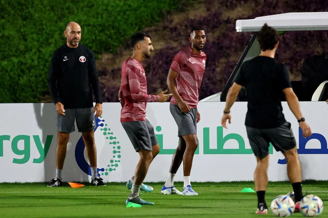 Qatar coach Felix Sanchez (far left) wants his players to play with their usual personality when they meet Senegal on Friday.