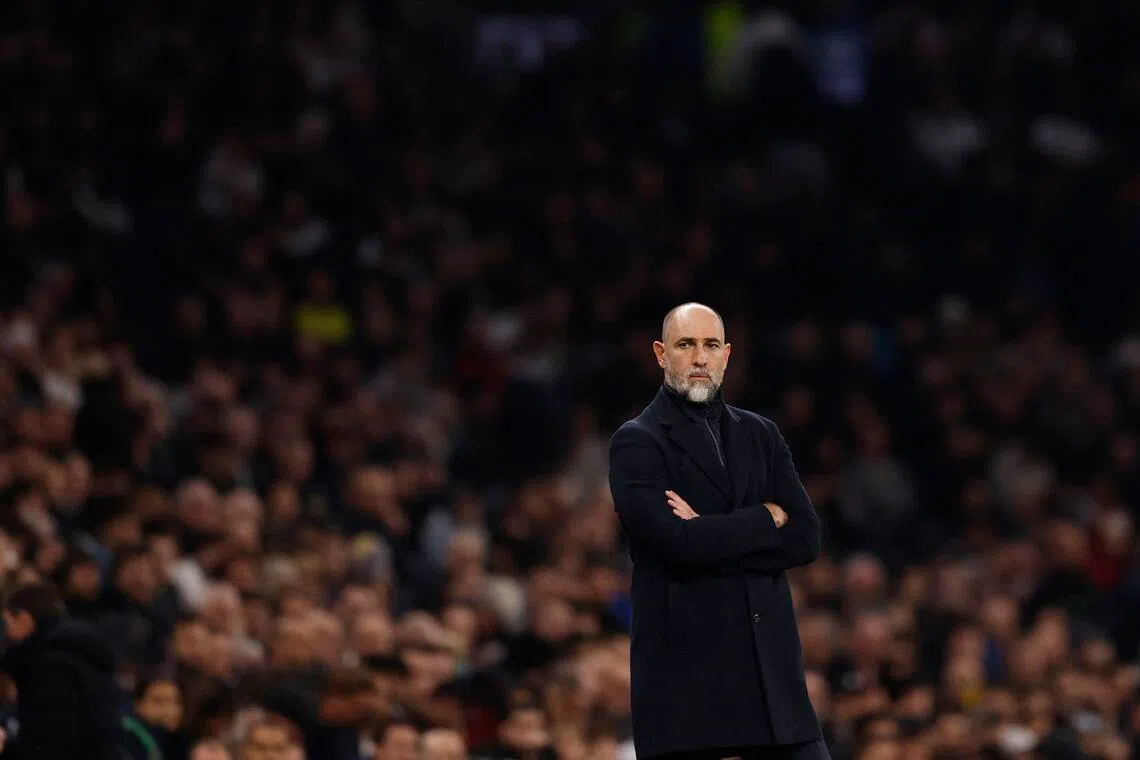 Tottenham Hotspur interim manager Igor Tudor looks dejected after the 3-1 Premier League loss to Crystal Palace.