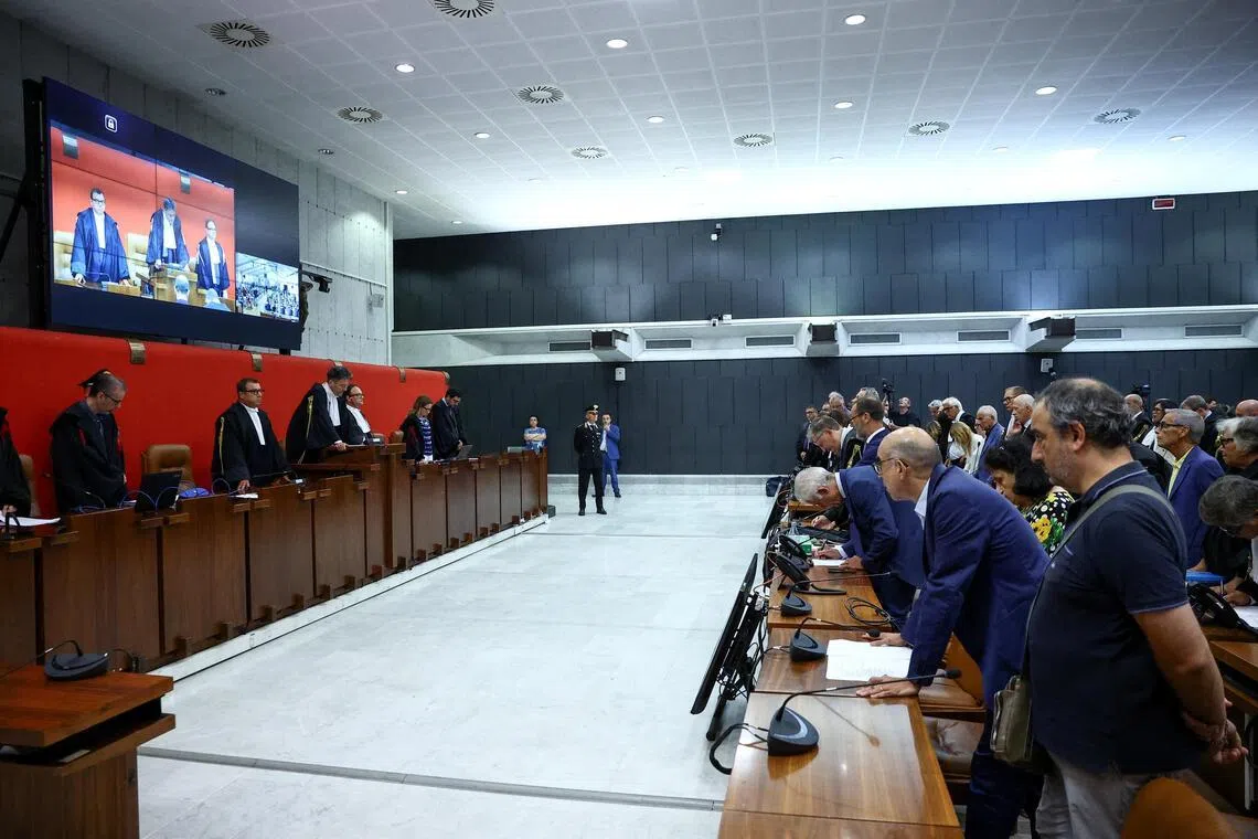 The reading of the verdict in the trial over the 2018 deadly collapse of the Morandi motorway bridge, in Genoa, Italy, on July 16.