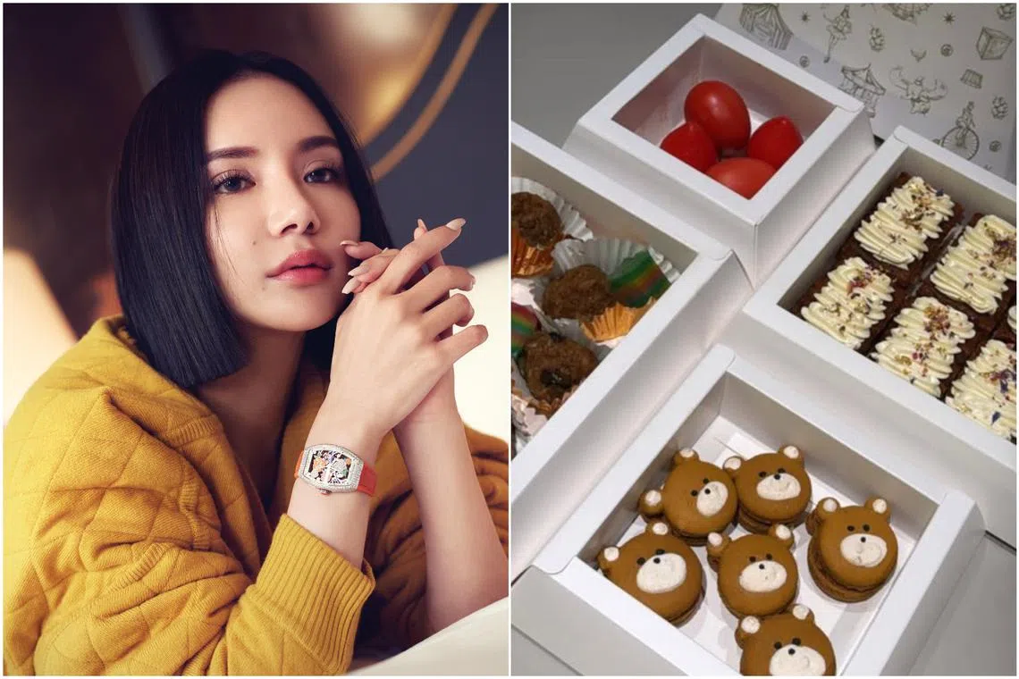 Socialite Kim Lim's gift box came with red eggs and a variety of sweet treats.