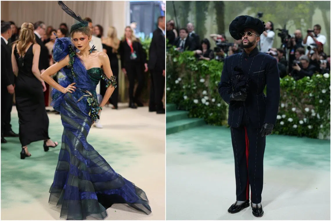 Zendaya (left) and Bad Bunny at the annual Met Gala in New York, on May 6.