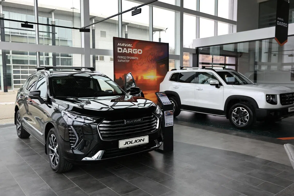 Haval cars produced by Chinese automaker Great Wall Motors are on display for sale at a dealership in Artyom near Vladivostok, Russia.