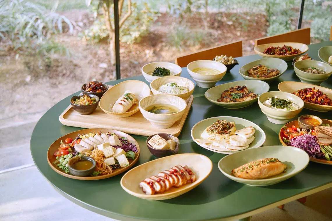 Diners can choose one grain, one protein, two sides and a soup of the day for their Nourish Plate.