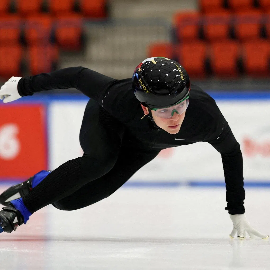 FILE PHOTO: Arianna Fontana trains on a short track ice rink in Bormio, Italy, January 22, 2026. REUTERS/Claudia Greco/File Photo