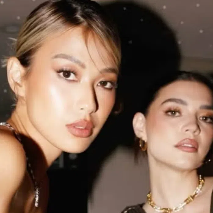 Beauty queen Michelle Dee (left) and actress Rhian Ramos were accused of illegally detaining and torturing a 40-year-old man.

