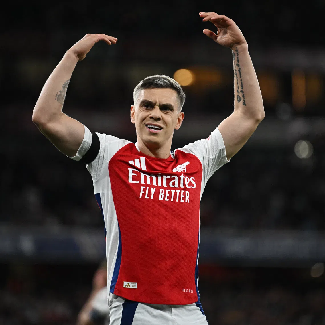 Soccer Football - Champions League - Semi Final - First Leg - Arsenal v Paris Saint Germain - Emirates Stadium, London, Britain - April 29, 2025 Arsenal's Leandro Trossard reacts after missing a chance to score REUTERS/Dylan Martinez