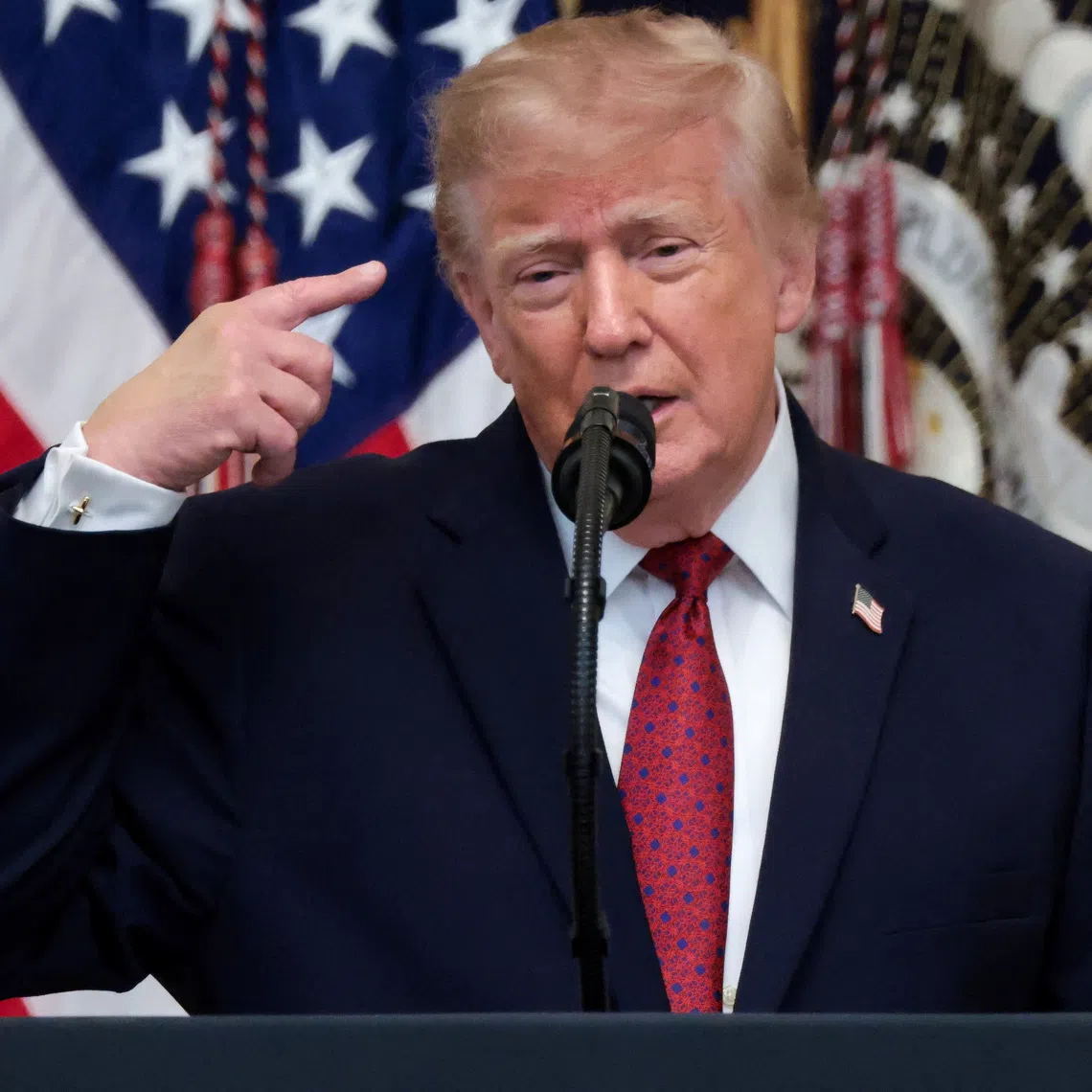 US President Donald Trump addressing a supportive crowd at a Hispanic Heritage Month event at the White House on Sept 30.