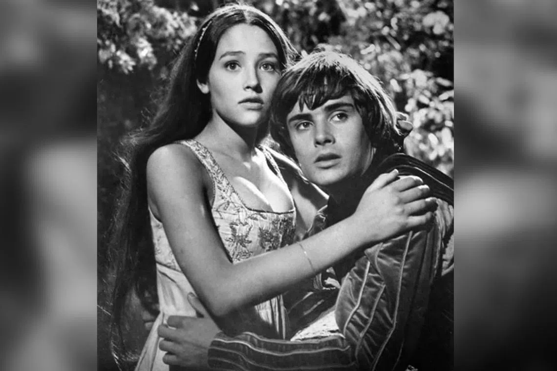 Olivia Hussey (left) starred as a teenage Juliet in Franco Zeffirelli’s 1968 film “Romeo and Juliet”.