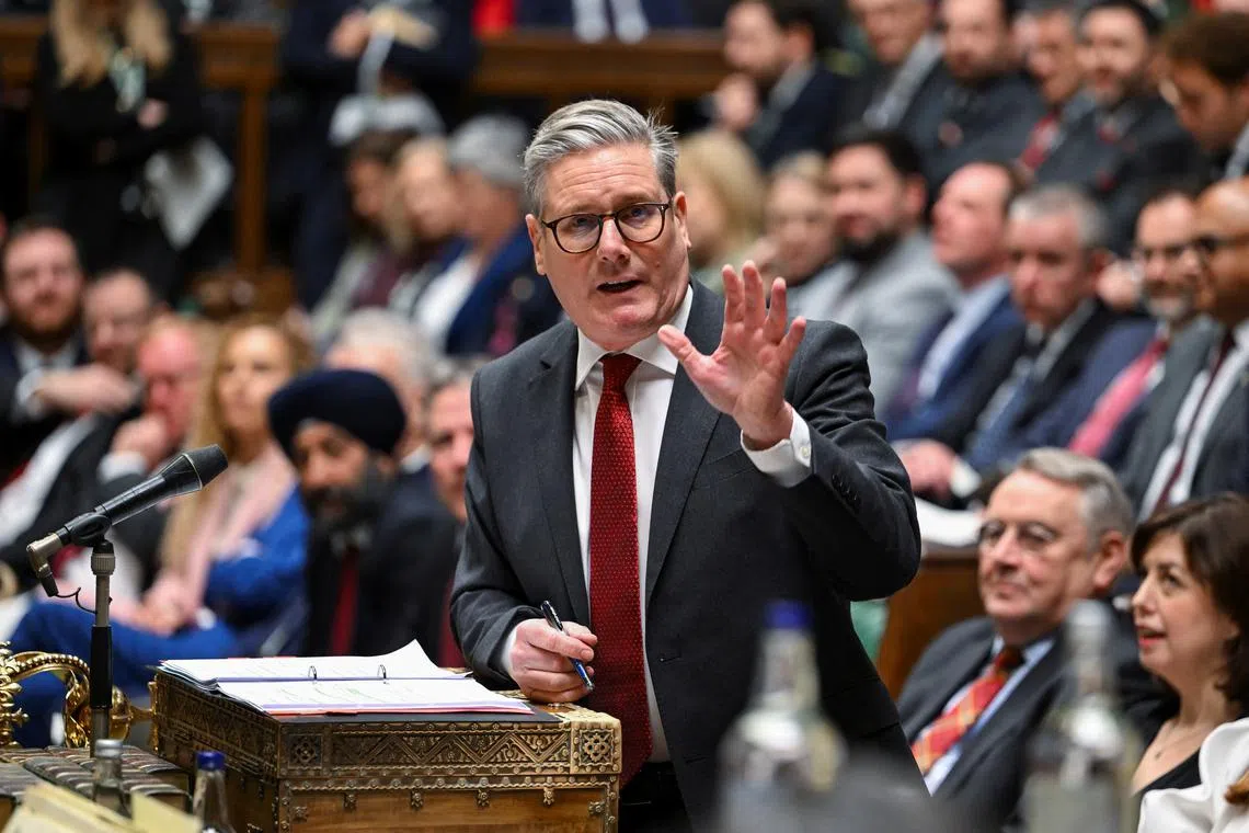 FILE PHOTO: Britain's Prime Minister Keir Starmer speaks during the Prime Minister's Questions at the House of Commons in London, Britain, January 29, 2025. ©House of Commons/Handout via REUTERS/File Photo