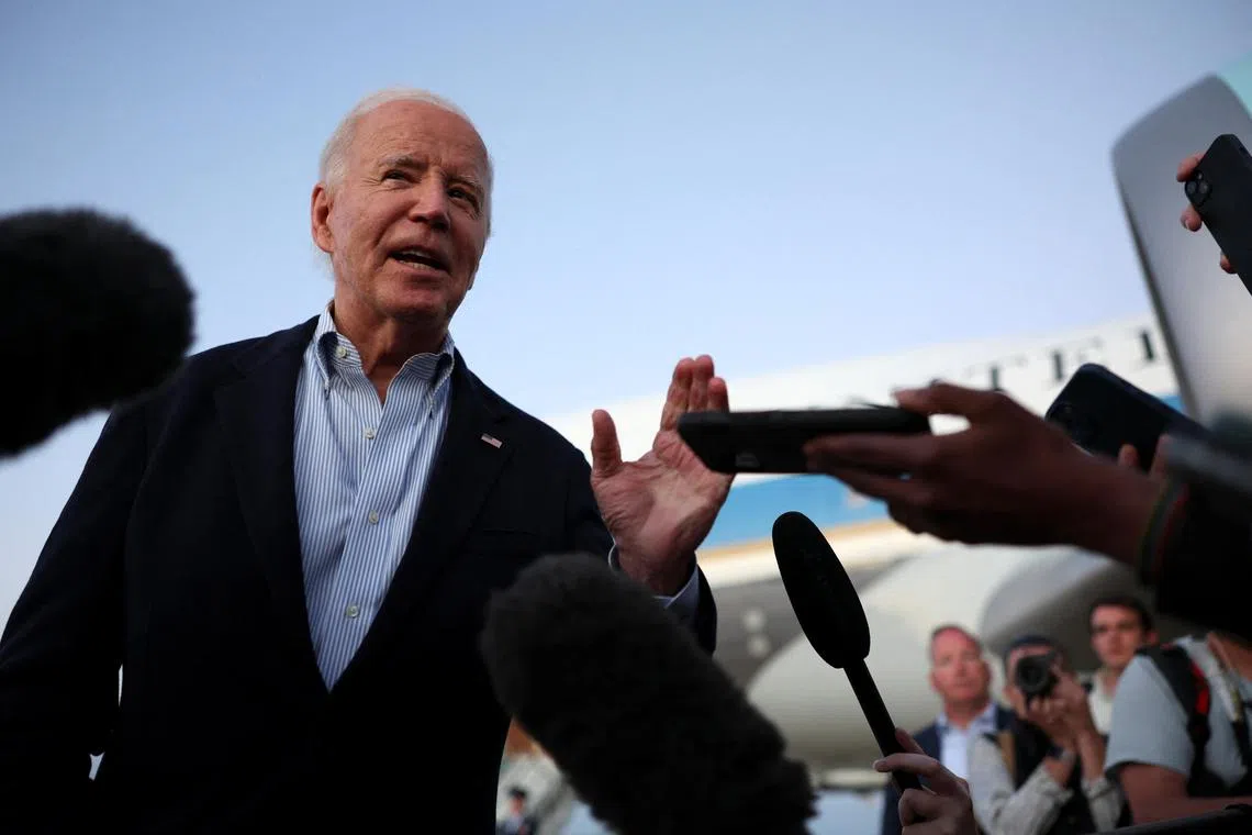 US President Joe Biden at Joint Base Andrews in Maryland, US, Oct 3, 2024.