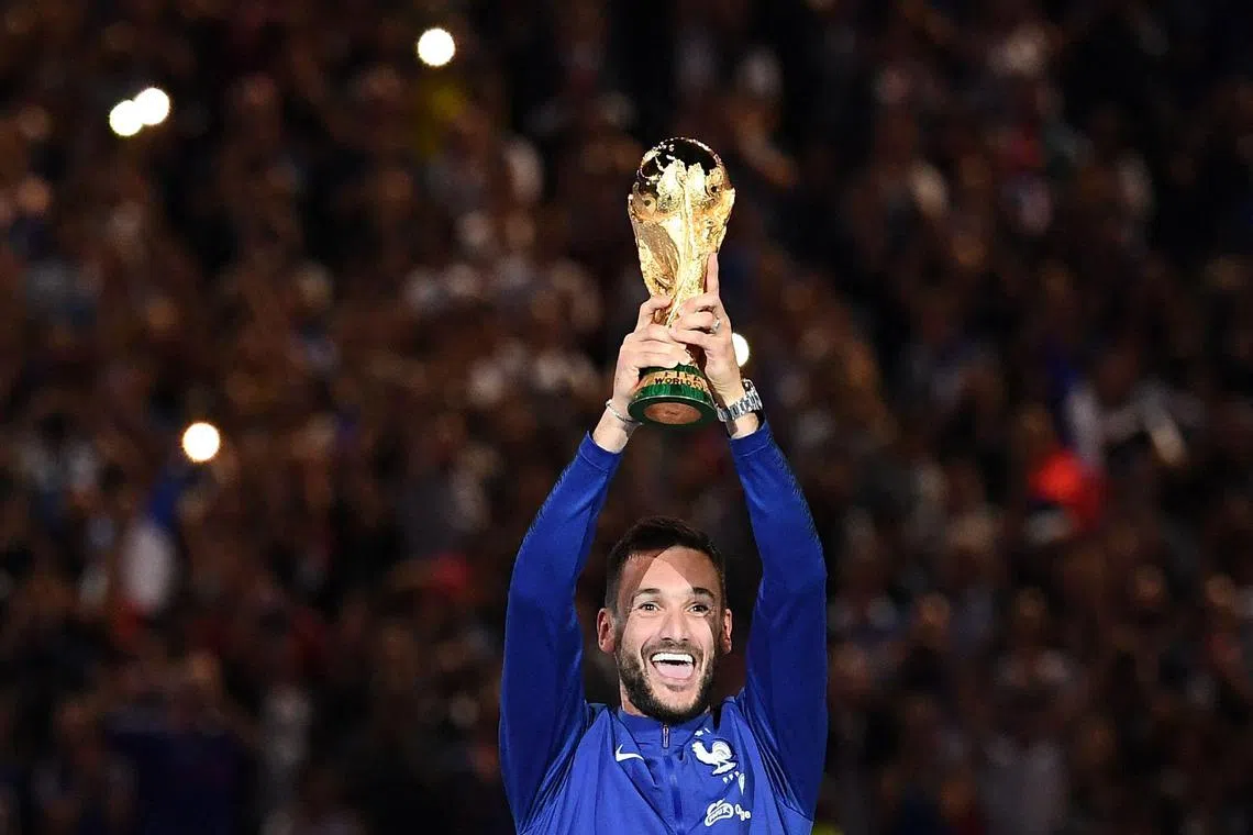 France's Hugo Lloris lifts the World Cup in 2018. 