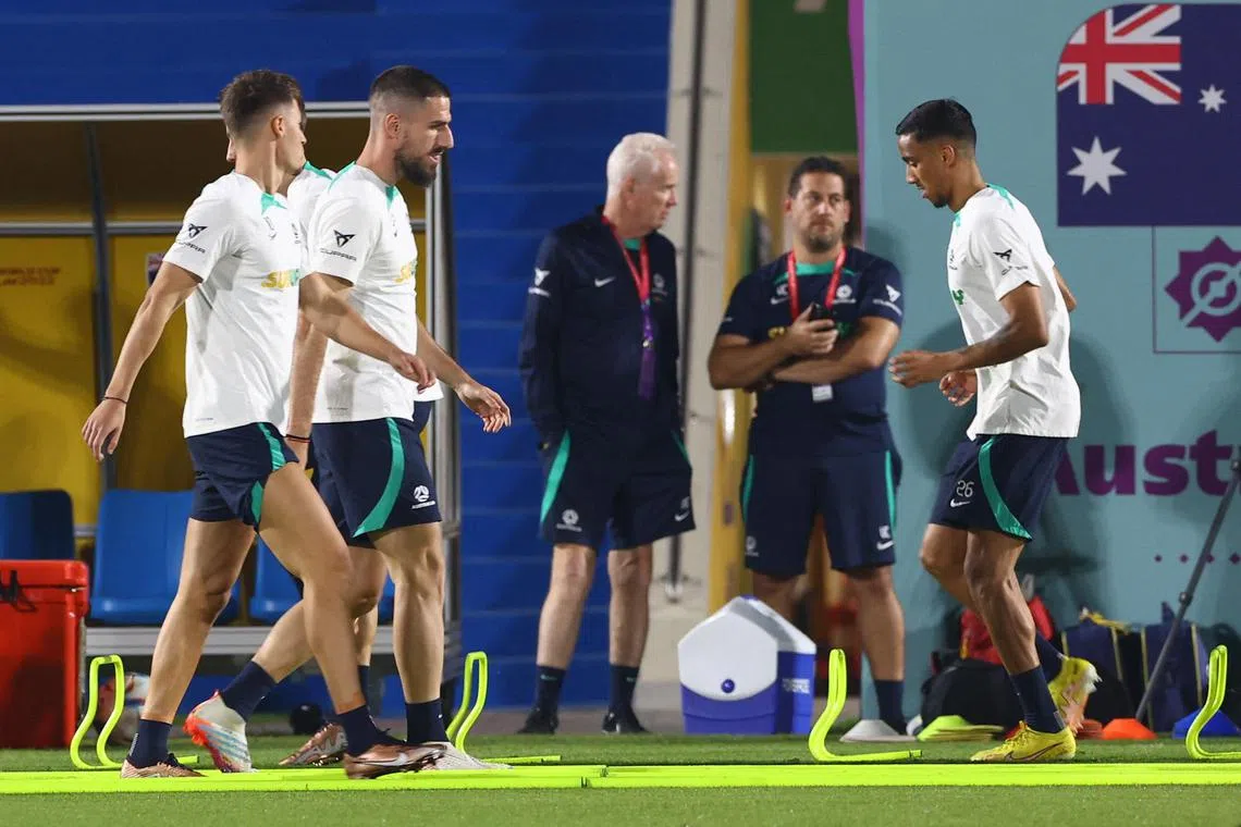 The Australian team during a training session on Nov 23, 2022.