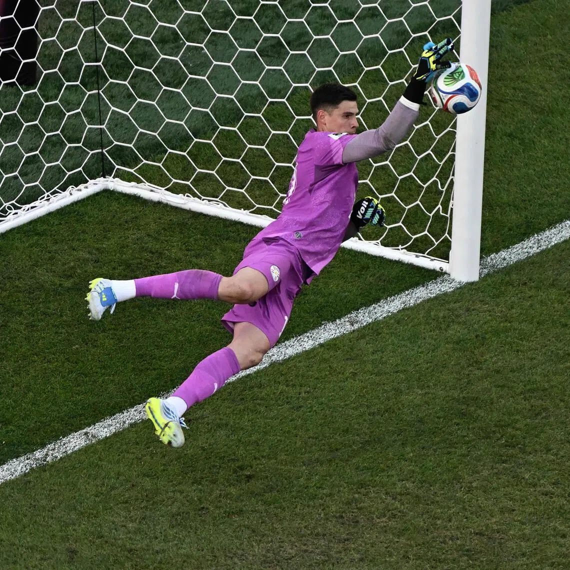 Paraguay goalkeeper Orlando Gill saving German Kai Havertz’s penalty during the shoot-out in their 2026 World Cup round of 32 match.