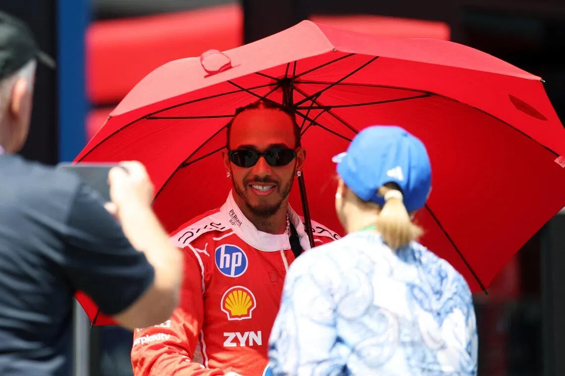 Ferrari’s Lewis Hamilton arriving on June 25 for the drivers’ press conference ahead of this weekend’s Austrian Grand Prix.