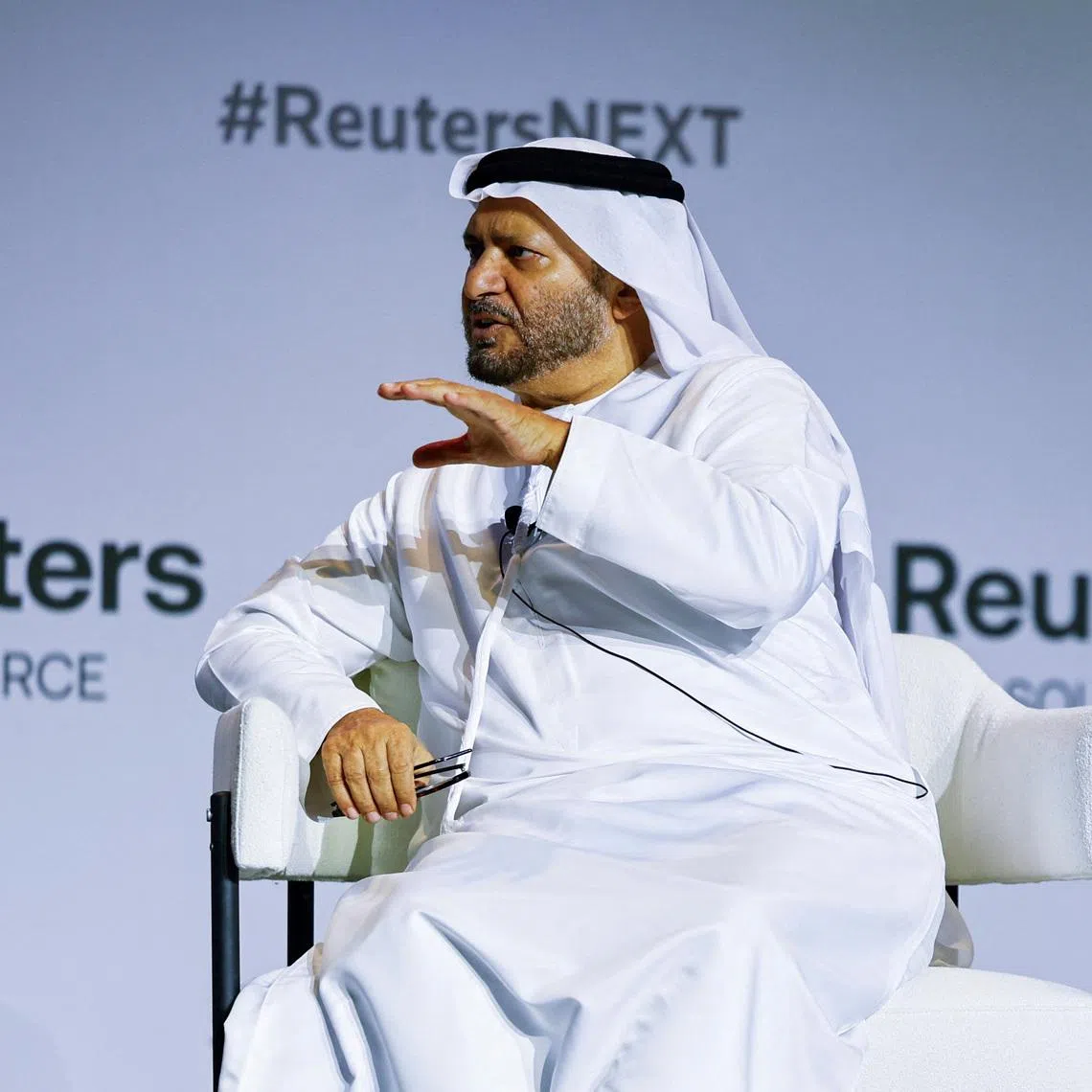 Diplomatic advisor to the United Arab Emirates President Anwar Gargash speaks at the Reuters NEXT Gulf Summit, in Abu Dhabi, United Arab Emirates, October 22, 2025. REUTERS/Rula Rouhana