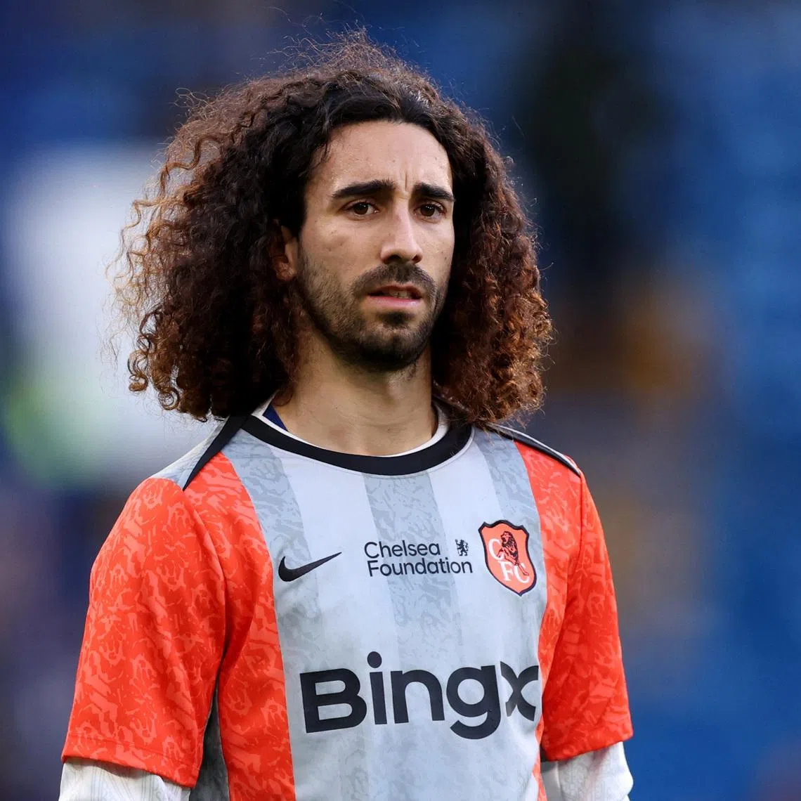 Soccer Football - Premier League - Chelsea v Newcastle United - Stamford Bridge, London, Britain - March 14, 2026 Chelsea's Marc Cucurella during the warm up before the match REUTERS/David Klein