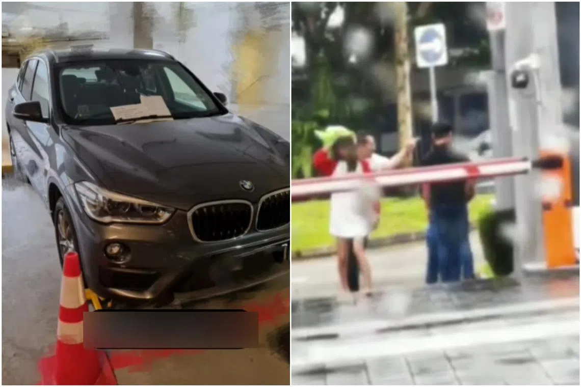 The man yelled at the guard even after it was explained to him that his vehicle had been parked illegally.